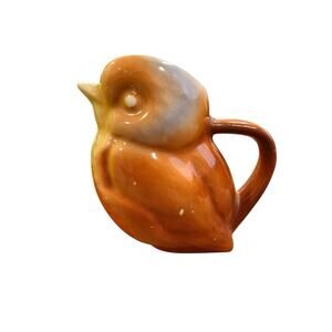 Vintage Japan Hand Painted Bird Creamer Pitcher Milk Orange